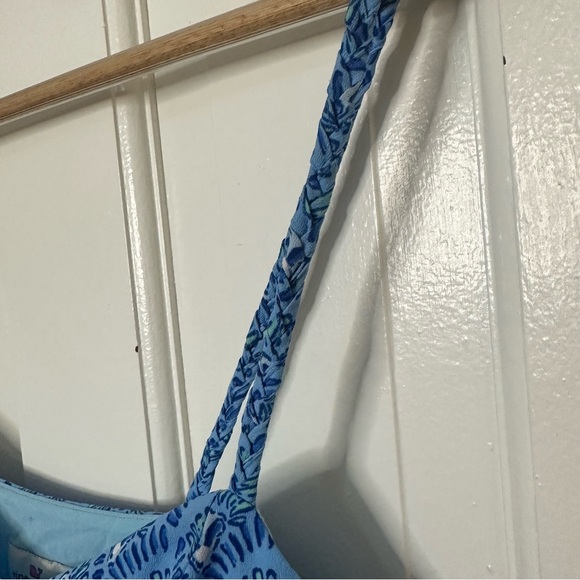 VINEYARD VINES Blue Tile Printed Tiered Mini Dress Braided Strap Ocean Breeze 6 - Picture 2 of 8